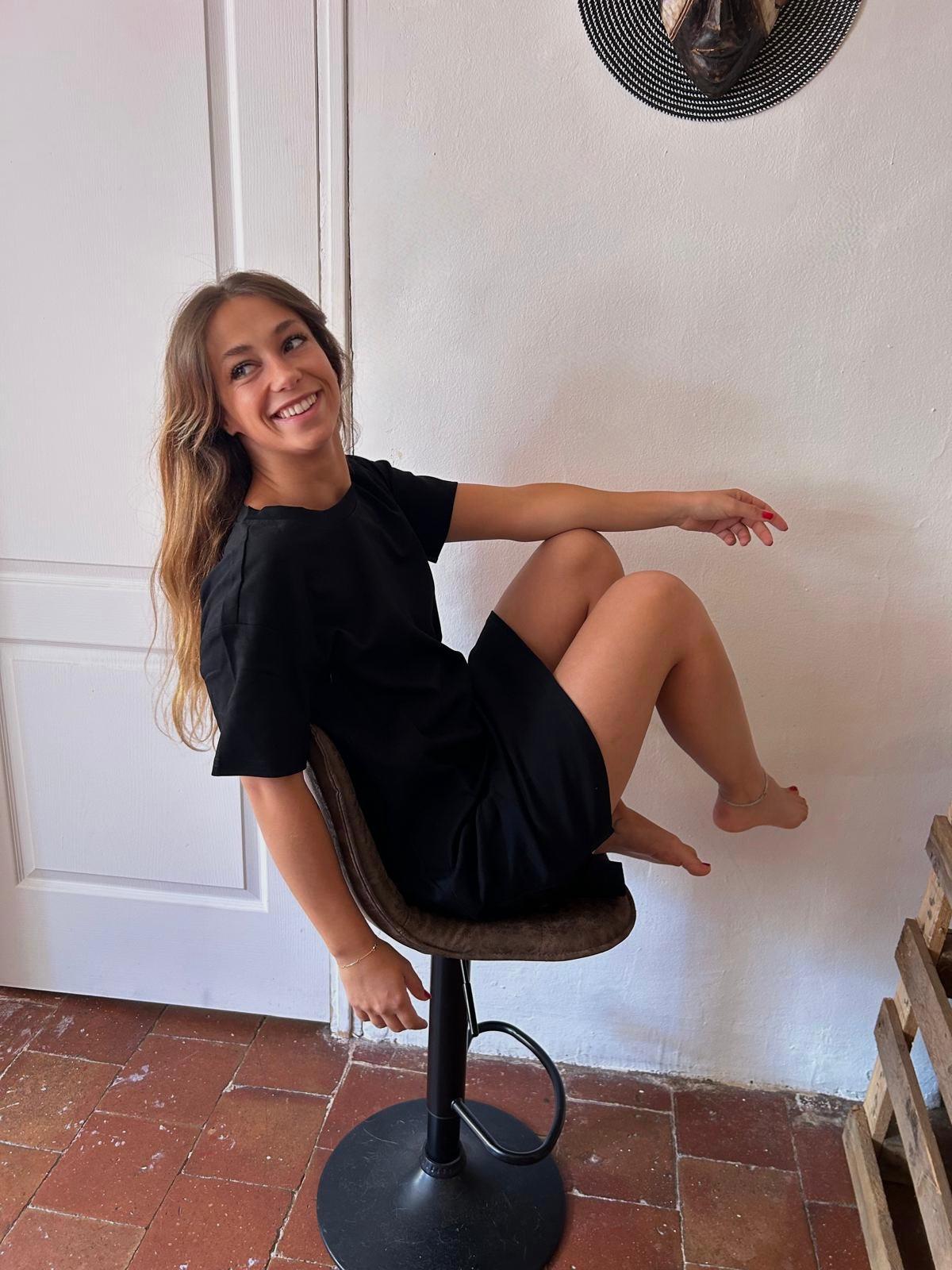 Robe noire d'allaitement INES - 100% coton