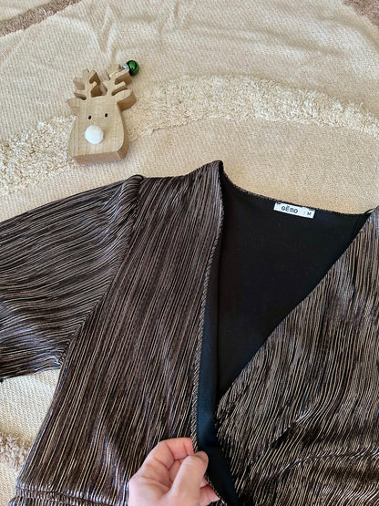 Robe Gémo – Effet métallisé bronze & coupe cache-cœur - Taille M