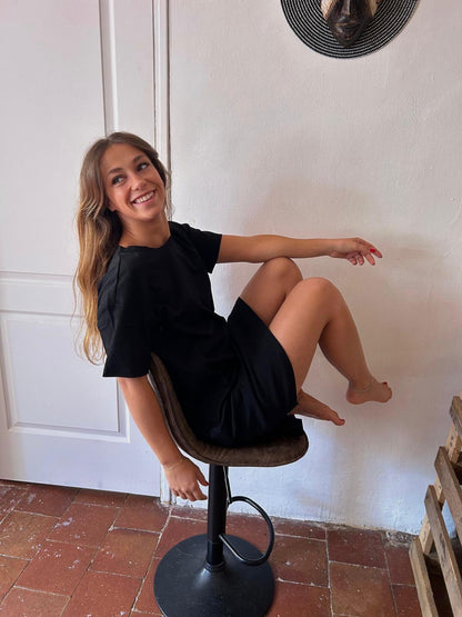 Robe noire d'allaitement INES - 100% coton